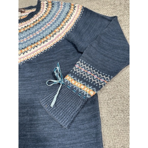 Vintage Tiara International Sweater Womens XL Blue Cardigan Fair Isle Knit Y2K - Picture 3 of 8